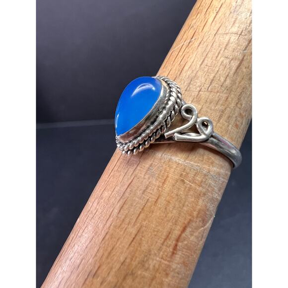 Blue chalcedony sterling silver ring size 7 - Picture 9 of 16